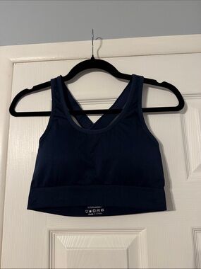 Women's Navy Blue Cross-Back Sports Bra